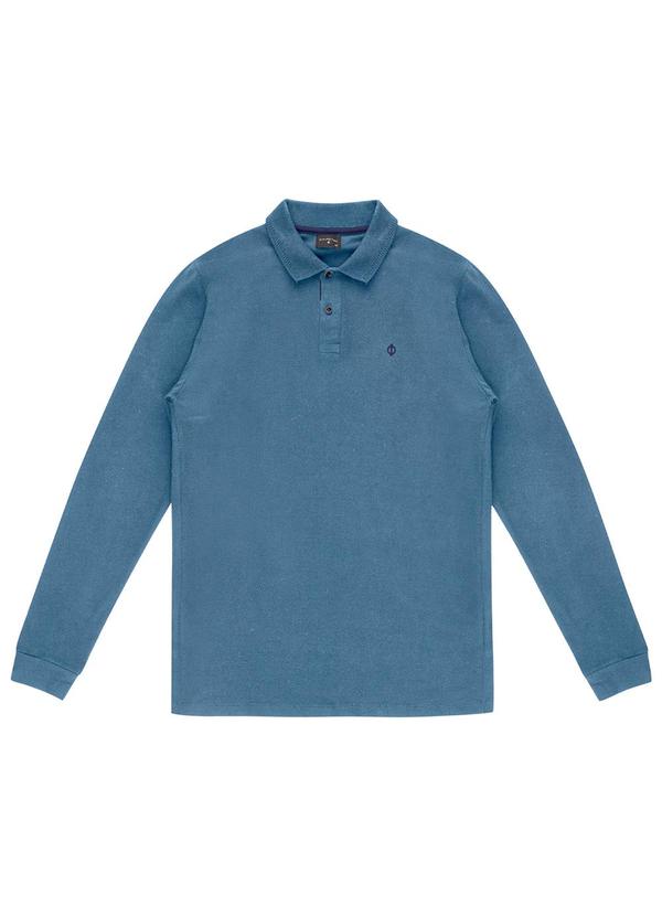Diametro - Polo Masculina Manga Longa Azul