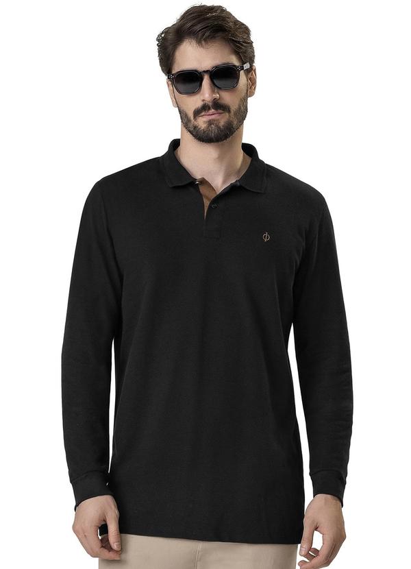 Diametro - Polo Masculina Manga Longa Preto