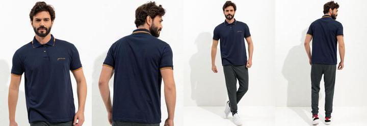 Blusa Azul Marinho em Malha de Algodo