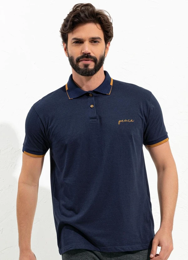 Moda Pop - Blusa Azul Marinho em Malha de Algodão