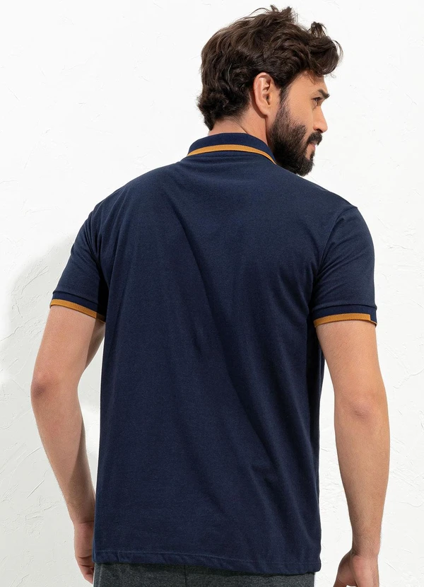 Moda Pop - Blusa Azul Marinho em Malha de Algodão 2