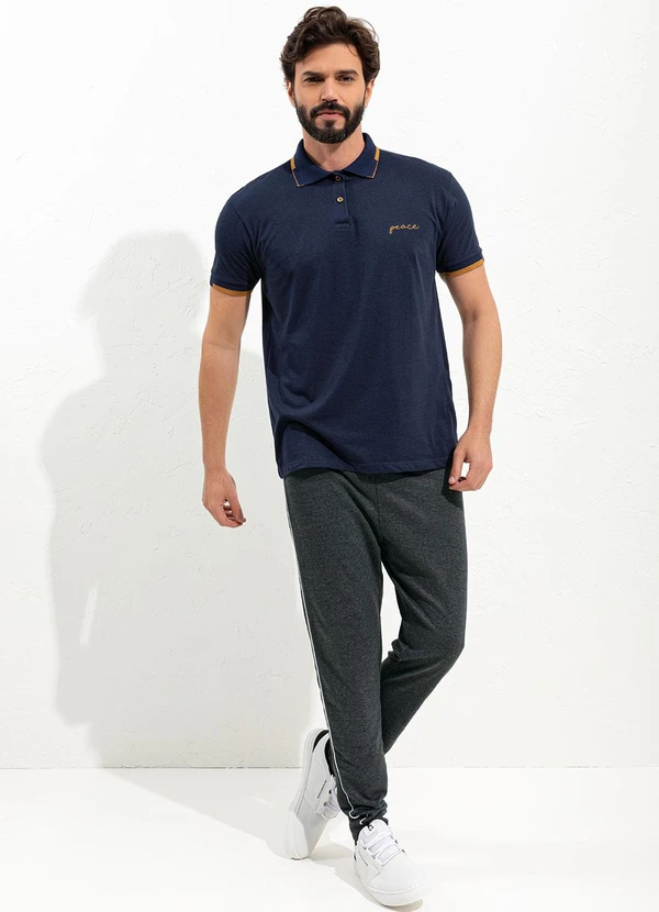 Moda Pop - Blusa Azul Marinho em Malha de Algodão 3