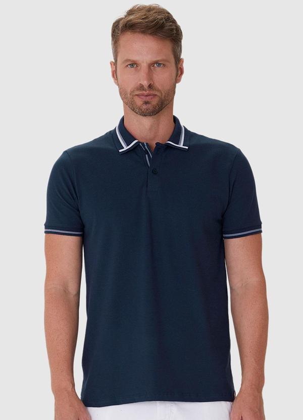 Malwee - Camisa Azul Marinho Polo em Piquet Stretch
