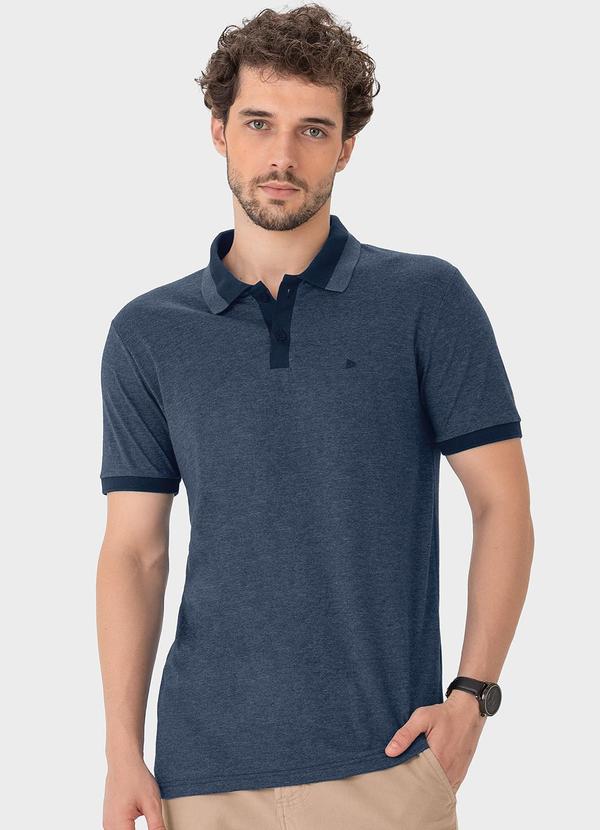 Malwee - Camisa Azul Marinho Polo Mesclada