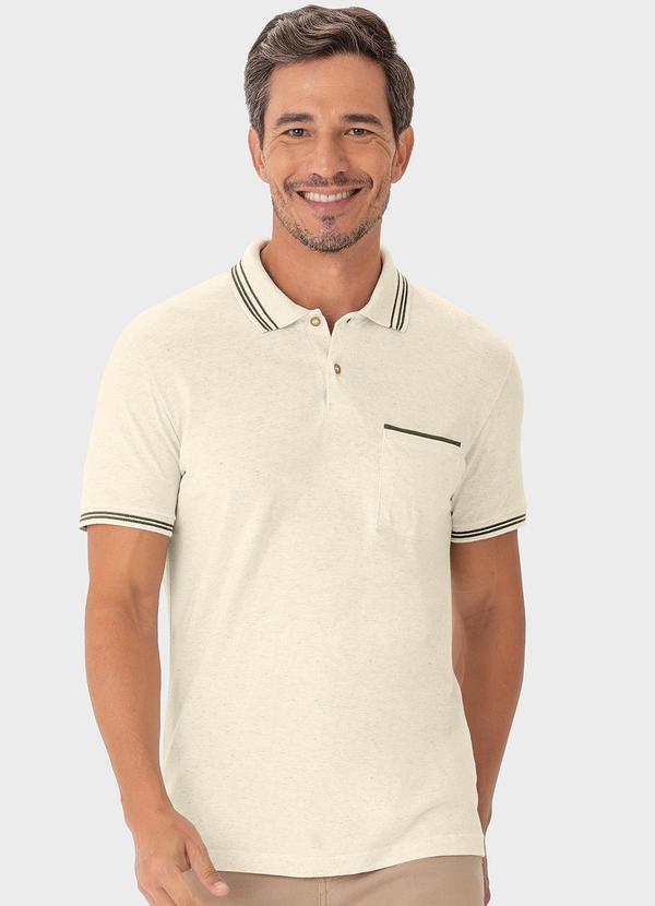 Malwee - Camisa Bege Polo Linho