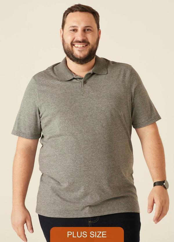 Malwee Plus - Camisa Cinza Escuro Polo Masculina