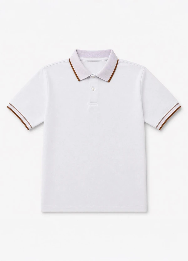 Yends Fashion - Camisa Gola Polo Masculina Piquet Premium Branco