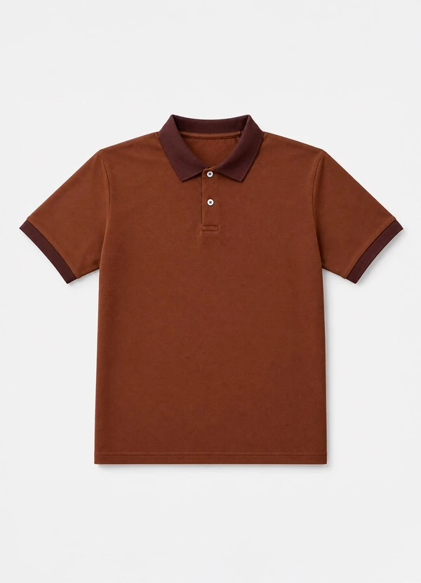 Yends Fashion - Camisa Gola Polo Masculina Piquet Premium Marrom