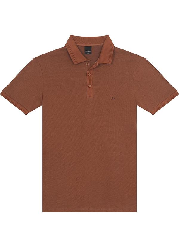Malwee - Camisa Marrom Escuro Polo Maquinetada