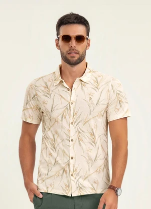 Diametro - Camisa Masculina Manga Curta Meia Malha Bege - DIAMETRO