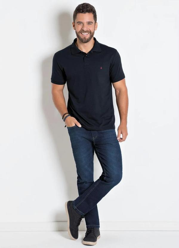 Outlet - Camisa Polo Actual Preta Básica em Piquet 3
