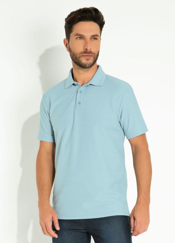 Cia Gota - Camisa Polo Azul Claro Malha Gorgurão Cia Gota