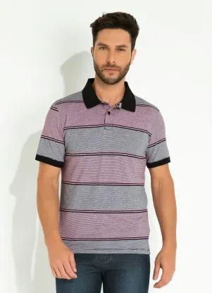 Camisa Polo (Bordô Listra) com Retilínea Cia Gota - CIA GOTA