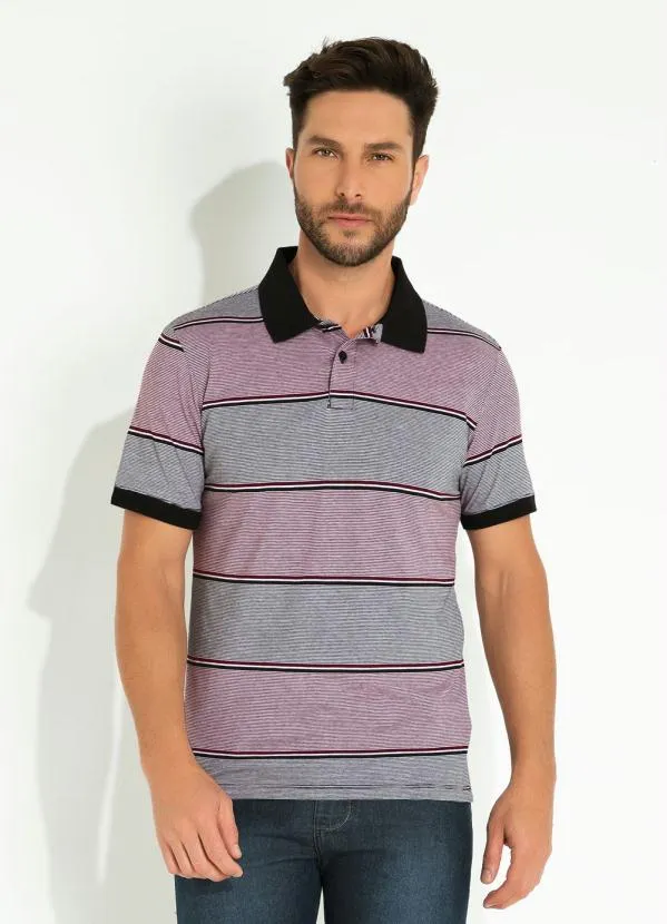Cia Gota - Camisa Polo Bordô Listra com Retilínea Cia Gota 1