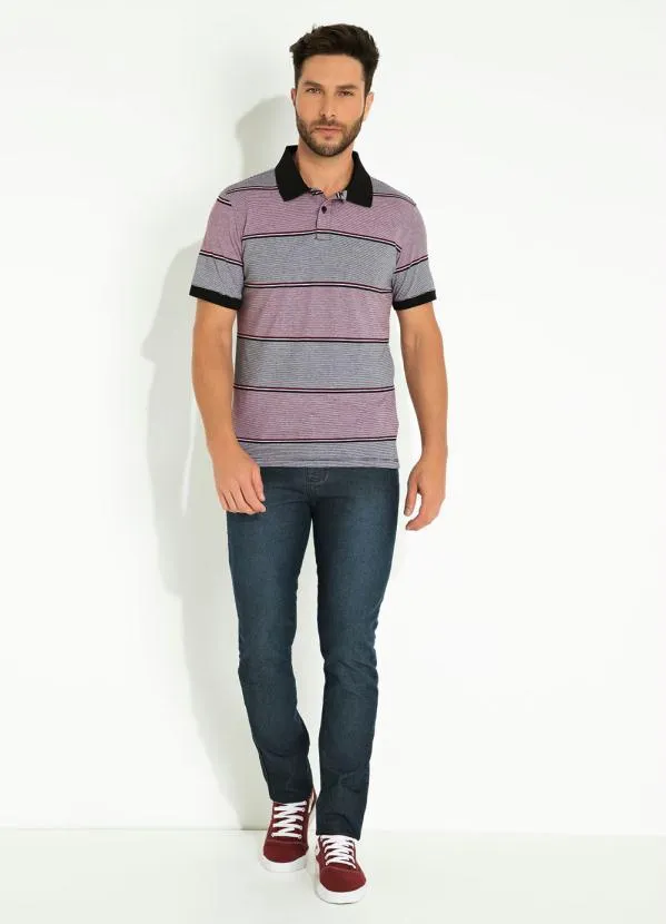 Cia Gota - Camisa Polo Bordô Listra com Retilínea Cia Gota 4