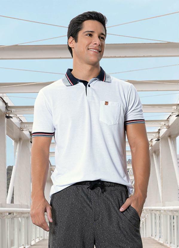 Cia Gota - Camisa Polo Branca com Bolso Cia Gota