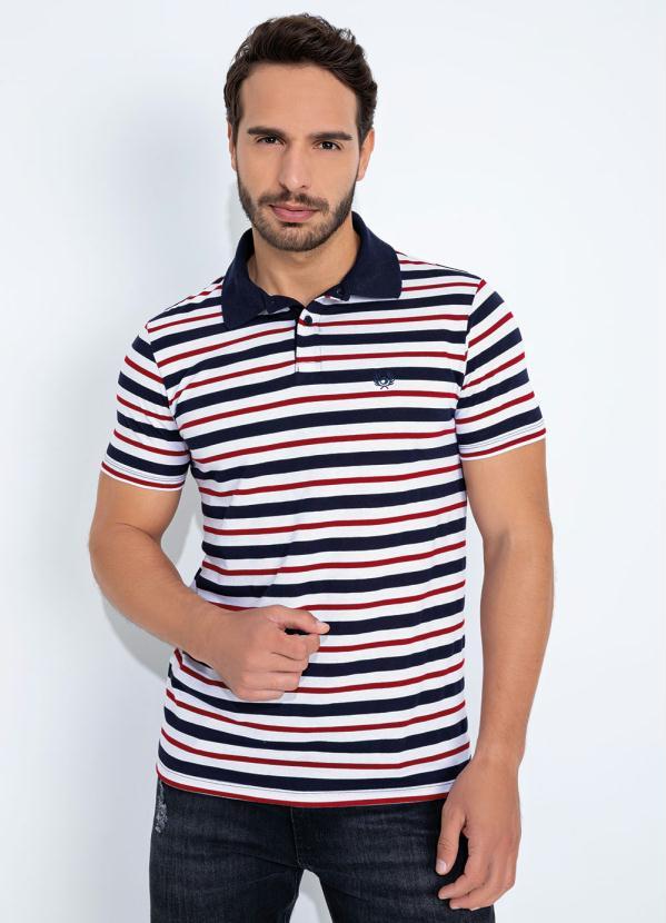 Cia Gota - Camisa Polo Branca com Listras Cia Gota