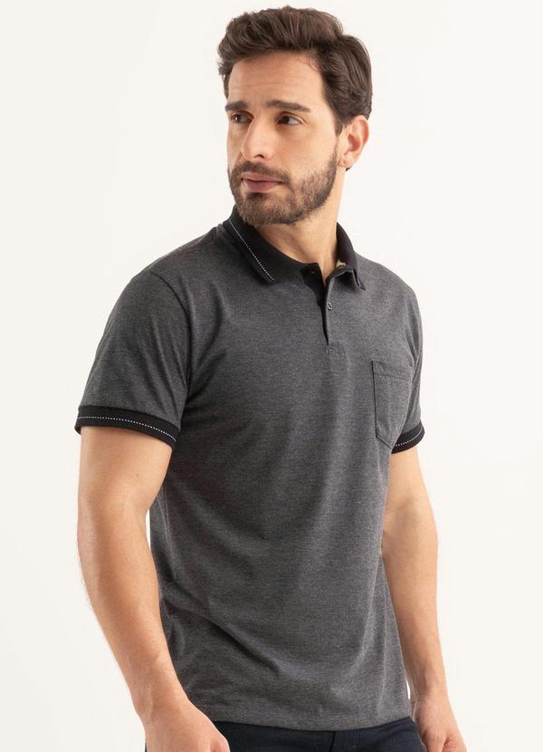 Moda Pop - Camisa Polo Chumbo com Bolso 2