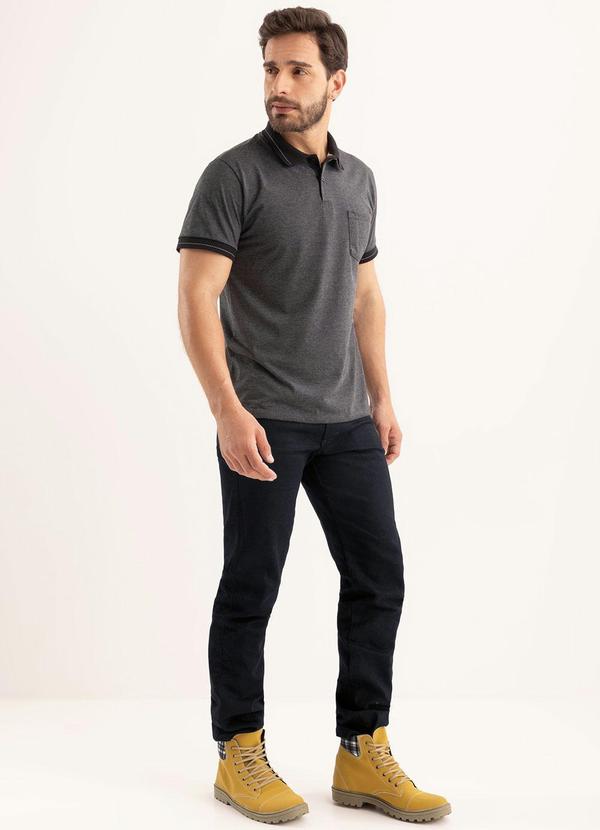 Moda Pop - Camisa Polo Chumbo com Bolso 3