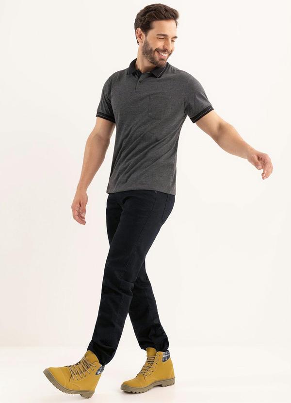 Moda Pop - Camisa Polo Chumbo com Bolso 4
