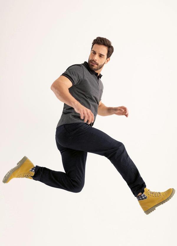 Moda Pop - Camisa Polo Chumbo com Bolso 5