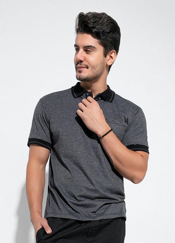 Moda Pop - Camisa Polo Chumbo com Bolso 6