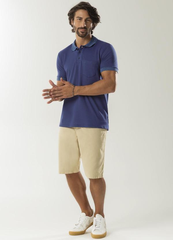 Exco - Camisa Polo com Bolso e Bordado Azul 2