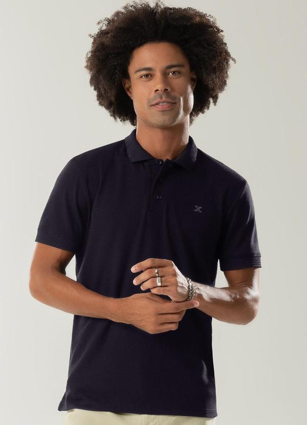 Exco - Camisa Polo com Bordado e Abertura Preto