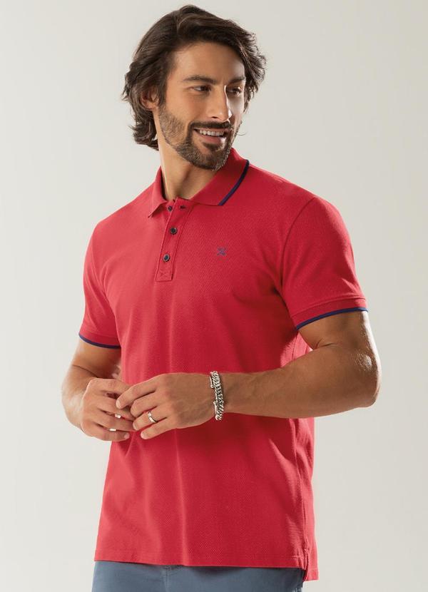 Exco - Camisa Polo com Bordado e Abertura Vermelho
