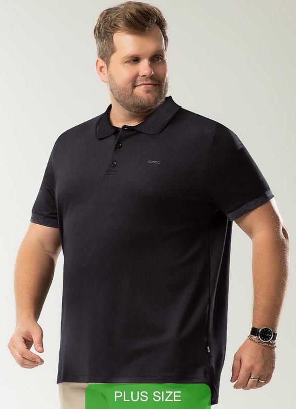Exco - Camisa Polo com Bordado Plus Size Preto