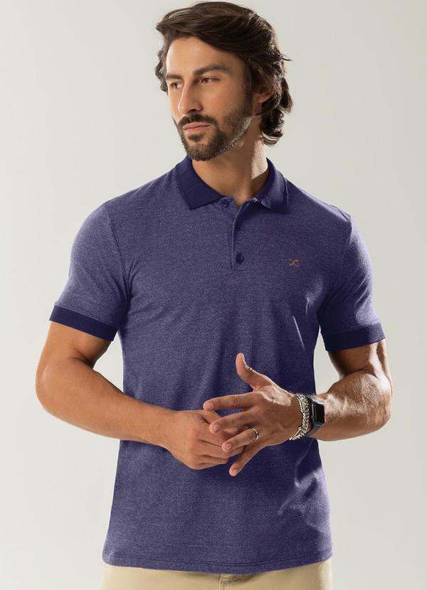 Exco - Camisa Polo com Dealhe de Bordado Azul