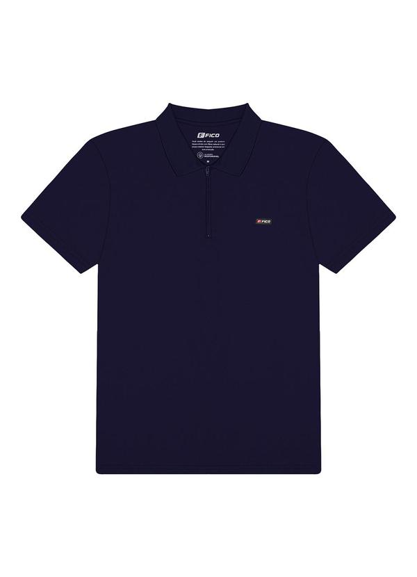 Fico - Camisa Polo com Zíper em Meia Malha Azul