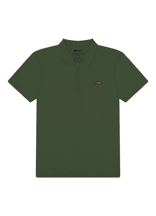 Fico - Camisa Polo com Zíper em Meia Malha Verde 2