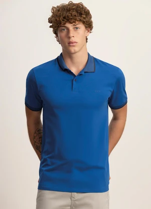 Fico - Camisa Polo de Mangas Curtas com Retilínea Azul - FICO