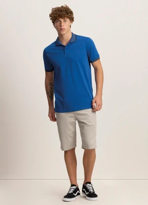 Fico - Camisa Polo de Mangas Curtas com Retilínea Azul - FICO