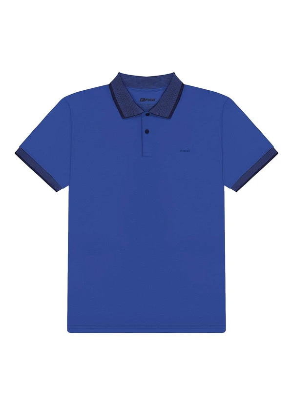 Fico - Camisa Polo de Mangas Curtas com Retilínea Azul 4