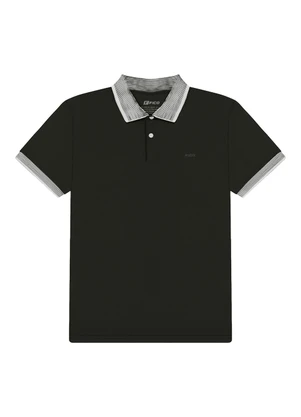 Fico - Camisa Polo de Mangas Curtas com Retilínea Preto - FICO