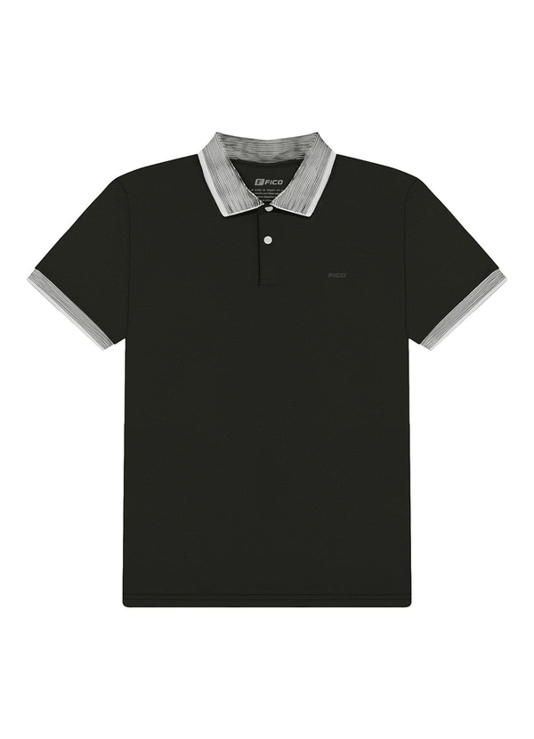 Fico - Camisa Polo de Mangas Curtas com Retilínea Preto 1