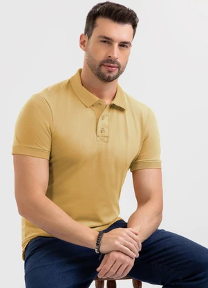 Exco - Camisa Polo em Algodão Amarelo Médio - EXCO