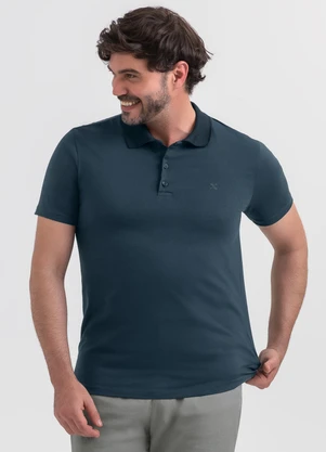 Exco - Camisa Polo em Algodão Azul Escuro - EXCO