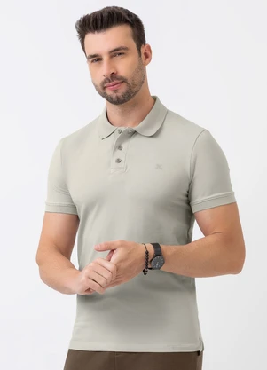 Exco - Camisa Polo em Algodão Cinza Claro - EXCO