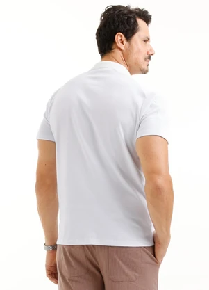 Exco - Camisa Polo em Algodão com Zíper Branco - EXCO
