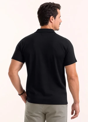 Exco - Camisa Polo em Algodão com Zíper Preto - EXCO