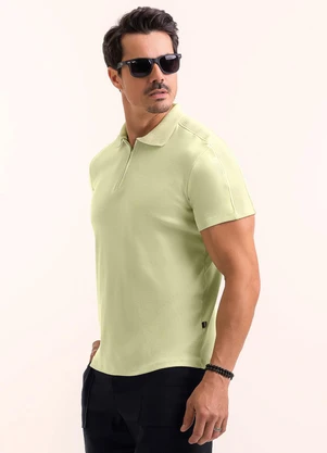 Exco - Camisa Polo em Algodão com Zíper Verde - EXCO