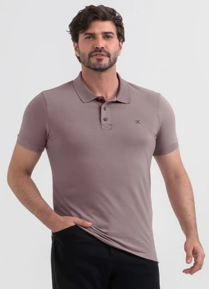 Exco - Camisa Polo em Algodão Lilás - EXCO