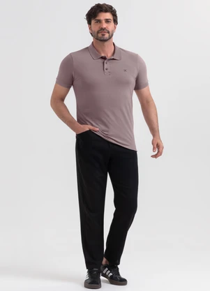 Exco - Camisa Polo em Algodão Lilás - EXCO