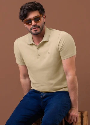 Exco - Camisa Polo em Algodão Marrom Claro - EXCO