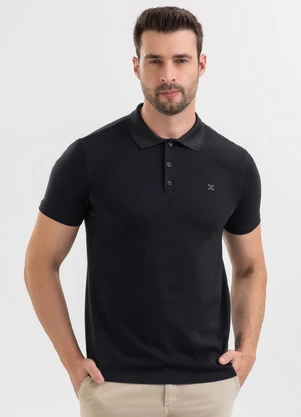 Exco - Camisa Polo em Algodão Preto - EXCO