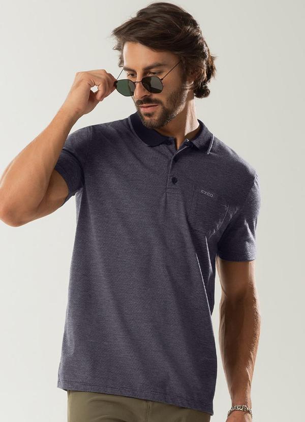 Exco - Camisa Polo em Malha com Bolso Preto