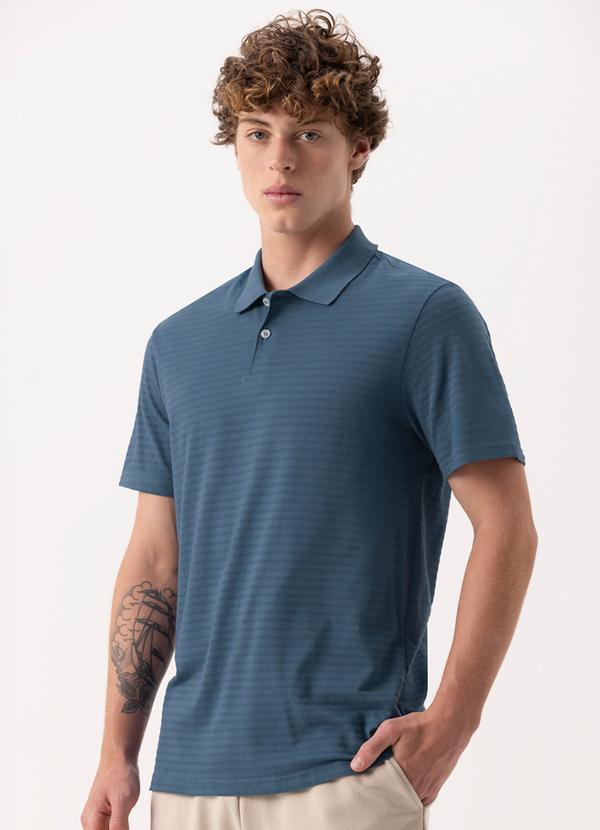 Fico - Camisa Polo em Malha de Algodão Azul